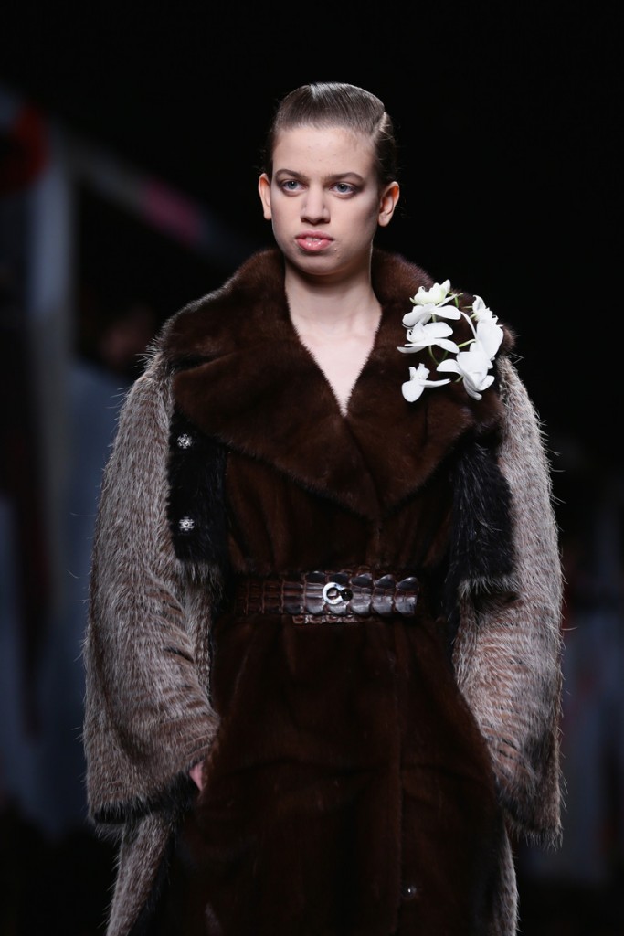 MILAN, ITALY - FEBRUARY 20: Model Lily McMenamy walks the runway during the Fendi show as part of Milan Fashion Week Womenswear Autumn/Winter 2014 on February 20, 2014 in Milan, Italy. (Photo by Stefania D'Alessandro/Getty Images)