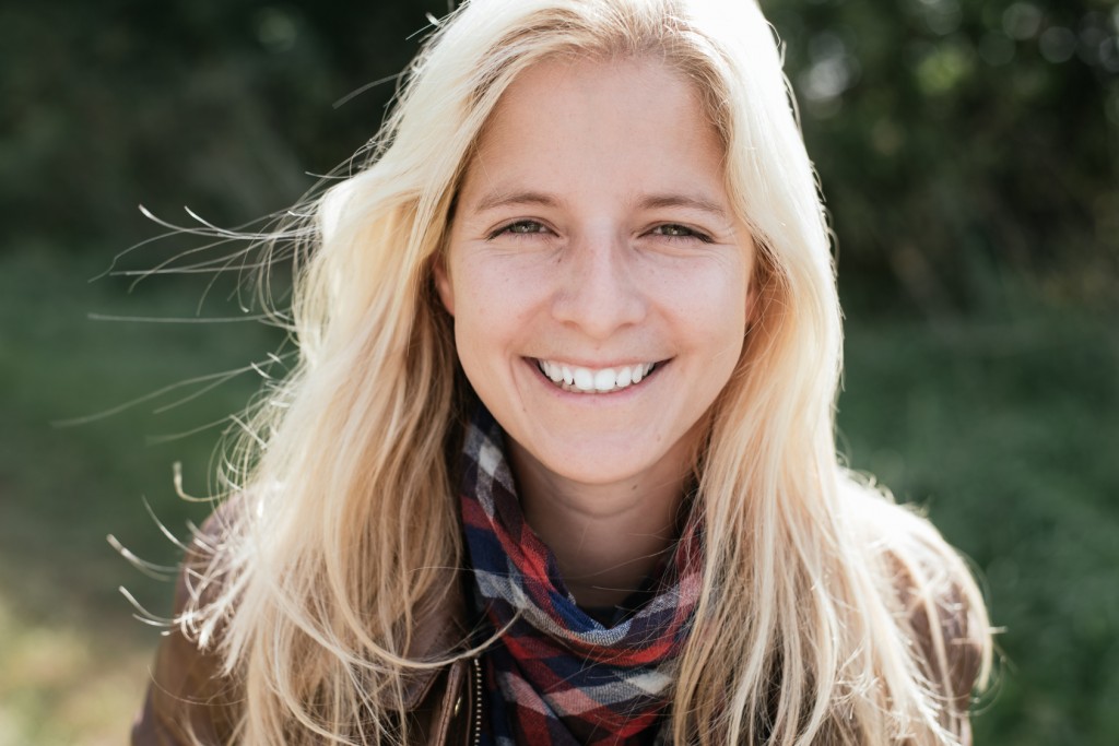 Outdoor portrait of a blonde woman