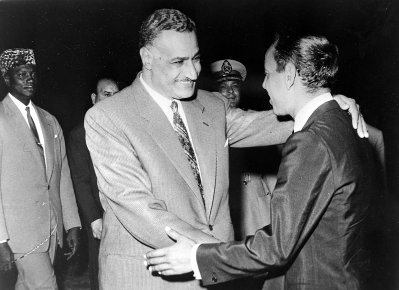 MODEIBO KEITA WITH SEKOU TOURE & PRESIDENT ABDEL GAMAL NASSER IN CAIRO / ; 15 JUNE 1962