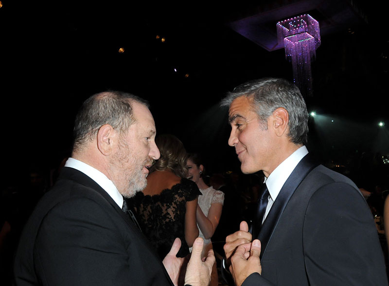 Image #: 16725279 Harvey Weinstein and George Clooney are shown in the audience during the 18th annual Screen Actors Guild Awards held at the Shrine Auditorium in Los Angeles on January 29, 2012. Ron Wolfson /Landov