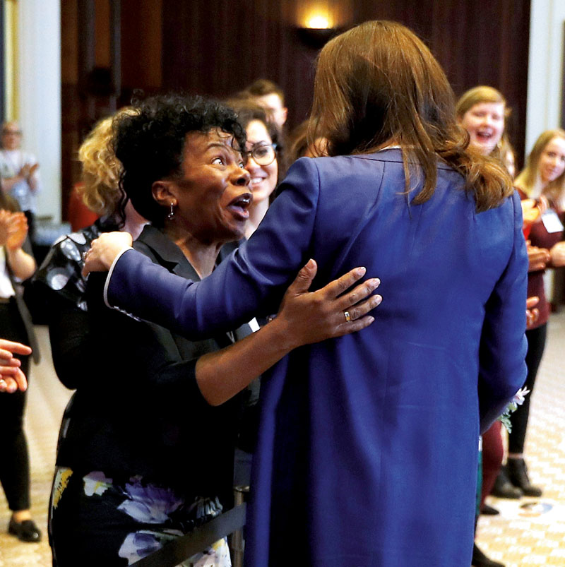 LONDON, ENGLAND - FEBRUARY 27: Catherine, the Duchess of Cambridge, is greeted by Professor Jacqueline Dunkley-Bent during a visit to Royal College of Obstetricians and Gynaecologists on February 27, 2018 in London, England. (Photo by Peter Nicholls-WPA Pool/Getty Images)