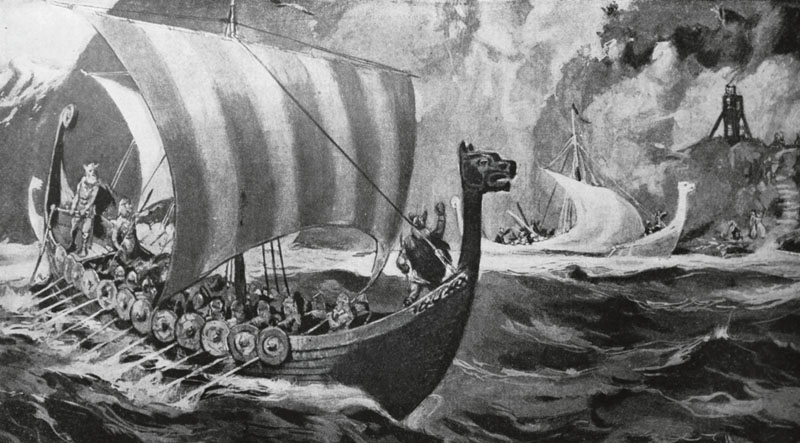 Viking expedition returning to Scandinavia 9th-10th century AD. (Photo by: Universal History Archive/UIG via Getty Images)